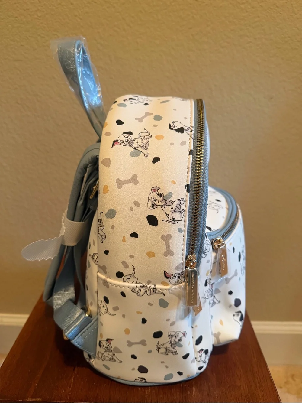 Danielle Nicole White Dalmatian Mini Backpack with Light Blue Trim - Picture 5 of 5